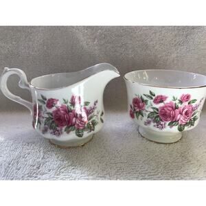 Queen Anne Bone China-England-gold Trim-creamer & Sugar-2 1/2” Tall
